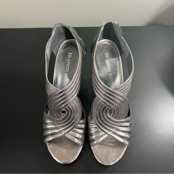 EUC Franco Sarto Metallic Silver and Dark Grey Heels 8.5 - Picture 7 of 15